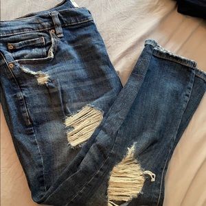 Blue Denim Ankle Straight Jeans